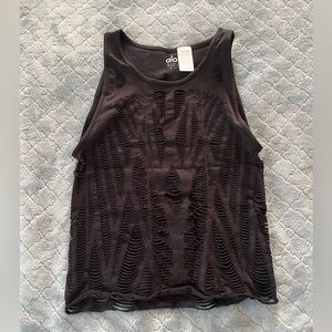 Alo yoga‎ black distressed stretchy tank top